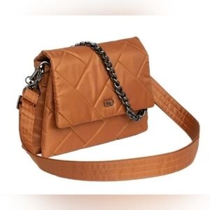 Lug Plie Crossbody Cappuccino Convertible Belt/Hip/Flap Clutch + Chain Strap